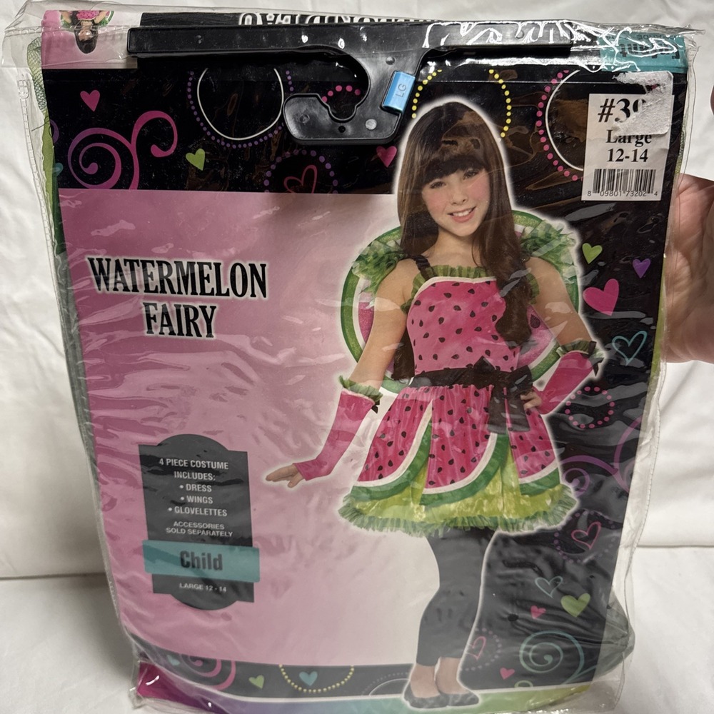 Watermelon Fairy Halloween Costume NWT Child Large 12-14 4 Piece Costume Set